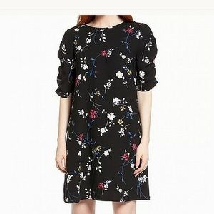 Halogen sleeves Floral Shift Dress